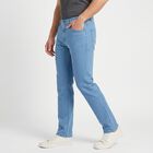 Men's Light Blue Slim Fit Clean Look Jeans, हल्का नीला, small
