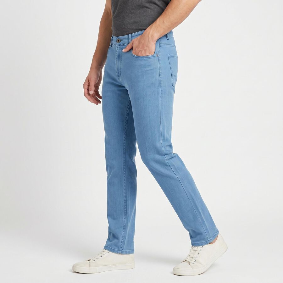 Men's Light Blue Slim Fit Clean Look Jeans, हल्का नीला, large