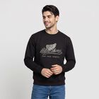 Men's Black Crew Neck Graphic Print Sweatshirt, Black, small