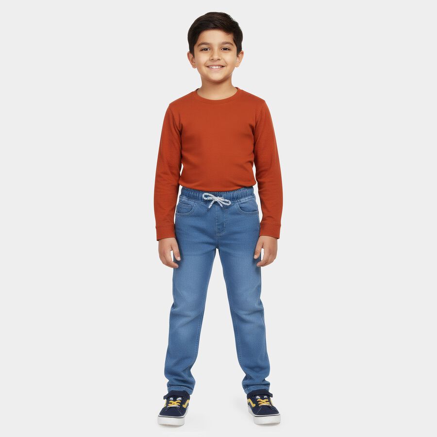 Boys Blue Slim Fit Jeans, Mid Blue, large