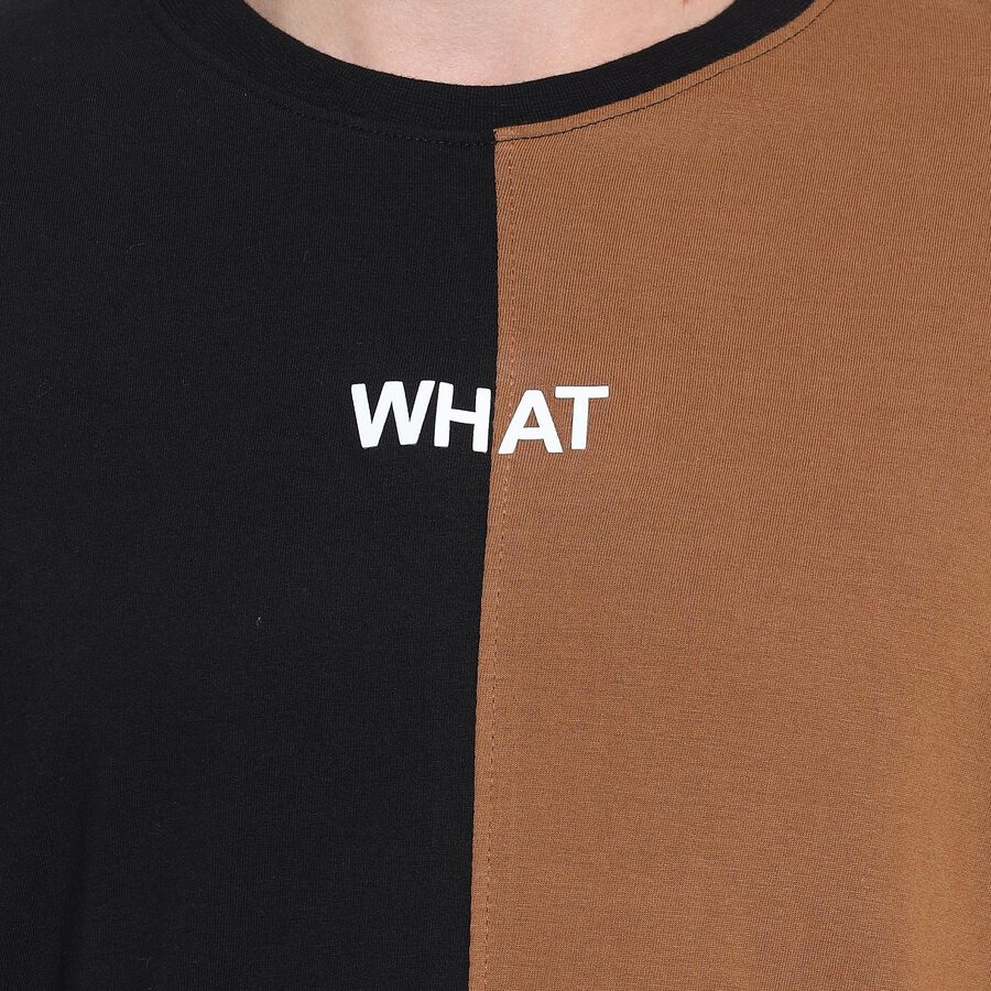 Men's 100% Cotton Round Neck Half Sleeves T-Shirt , Brown, large image number null