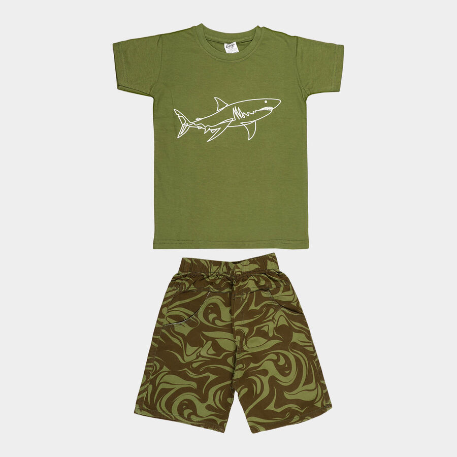 Boys Cotton Baba Suit, Olive, large image number null