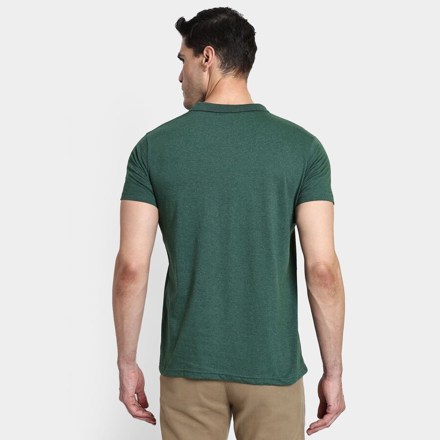 Men's Collared Half Sleeves T-Shirt, गहरा हरा, large image number null