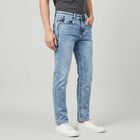 Men's Light Blue Slim Fit Washed Jeans, Light Blue, small