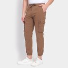 Men's Slim Fit Casual Trousers, भूरा, small image number null