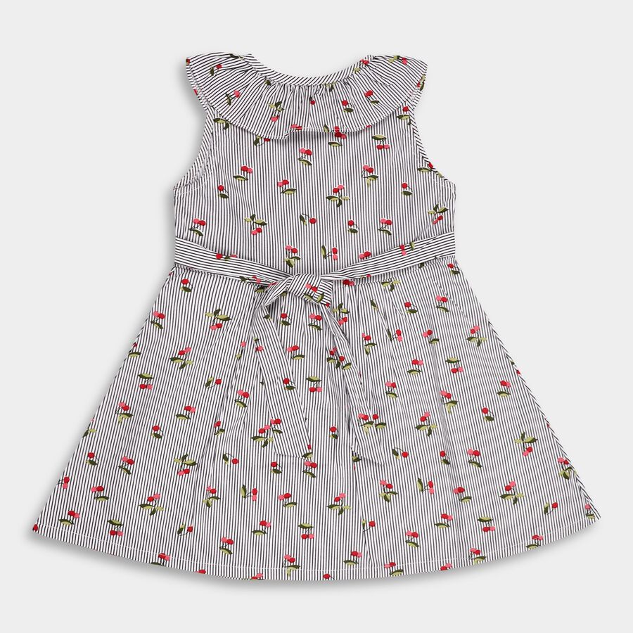 Girls' 100% Cotton Frock, काला, large image number null