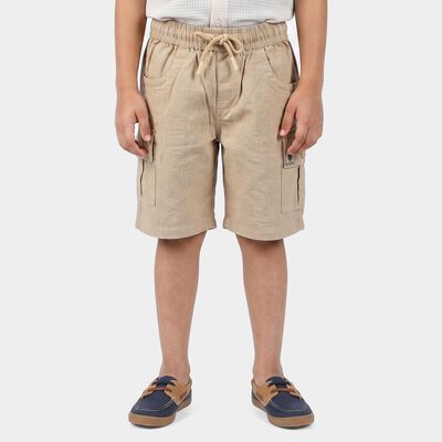 Boys Beige Regular Fit Cargo Bermuda Shorts