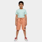 Boys Orange Cotton Elastic Waist Jamaican Shorts, Orange, small