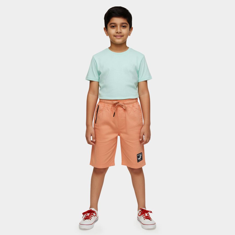 Boys Orange Cotton Elastic Waist Jamaican Shorts, Orange, large