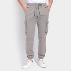 Men's Slim Fit Casual Trousers , Light Grey, small