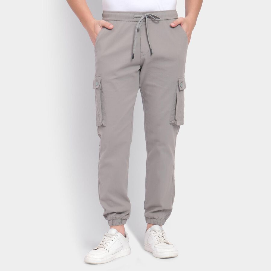 Men's Slim Fit Casual Trousers , Light Grey, large