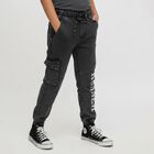 Boys' Charcoal Black Cargo Jogger Jeans, Dark Grey, small image number null