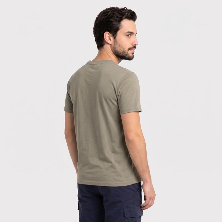 Men's Olive Green Round Neck Graphic Print T-Shirt, Light Green, large