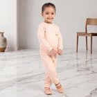 Girls Peach Round Neck Lounge Hipster Set, Peach, small