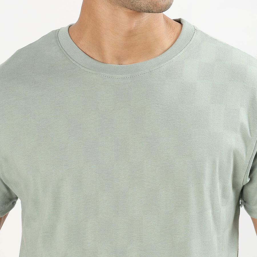 Men's Light Sage Green Round Neck Casual T-Shirt, Light Green, large image number null