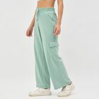 Women's Mint Green Regular Fit Cargo Jogger Track Pants, Light Green, small