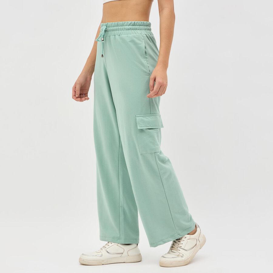 Women's Mint Green Regular Fit Cargo Jogger Track Pants, Light Green, large