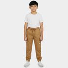 Boys Brown Regular Fit Cargo Jogger Trousers, भूरा, small