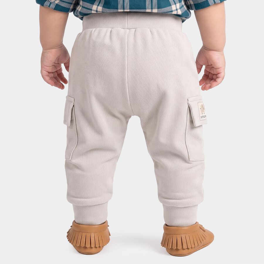 Infants Grey Jogger Fit Solid Cargo Pocket Pyjama, Light Grey, large