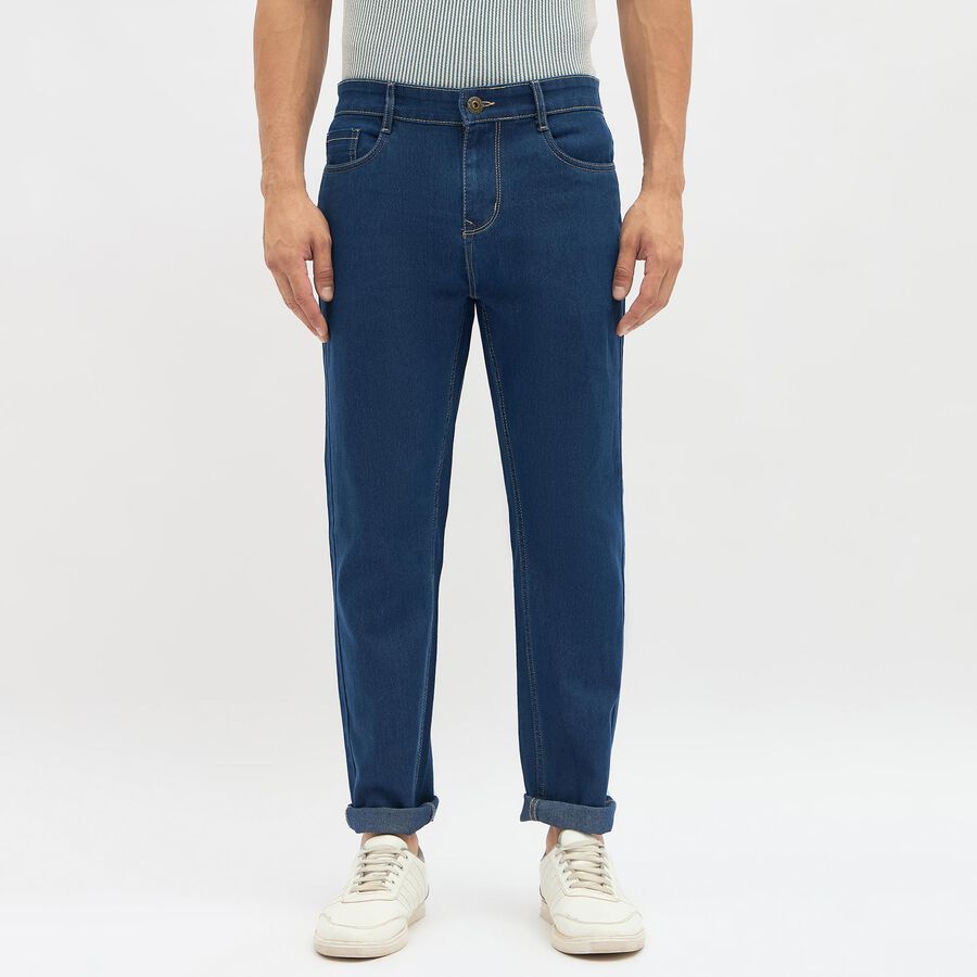 Men's Deep Blue Slim Fit Jeans, Dark Blue, large image number null