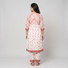 Women's Pink V-Neck Floral Printed Kurta, Light Pink, small