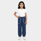 Girls Blue Jogger Fit Lace Trim Jeans, Light Blue, small