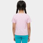 Girls' Pink Cotton Round Neck Casual T-Shirt, हल्का गुलाबी, small