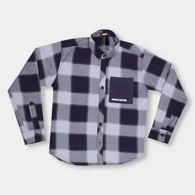 Boys' Deep Midnight Navy Blue Cotton Classic Casual Shirt