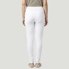 Women's White Cotton Blend Elastic Waist Churidar, सफ़ेद, small