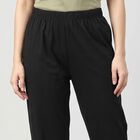 Women's Black Regular Fit Lace Hem Palazzos, Black, small