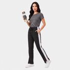 Women's Charcoal Straight Fit Side-Striped Track Pants, Charcoal, small