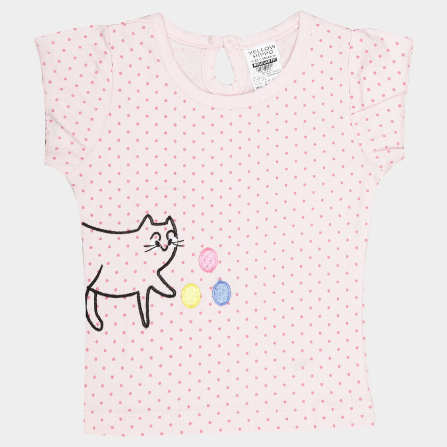 Infants Cotton Printed T-Shirt, Light Pink, large image number null