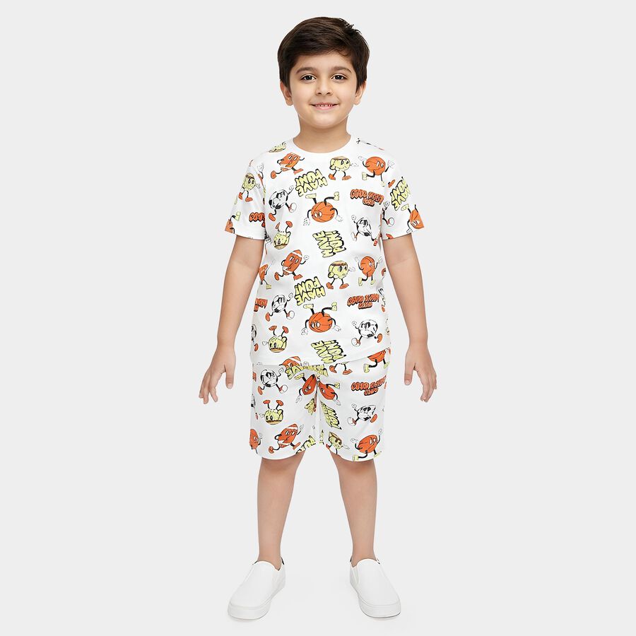 Boys' Night Suit, सफ़ेद, large