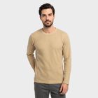 Men's Beige Crew Neck Regular T-Shirt, Beige, small