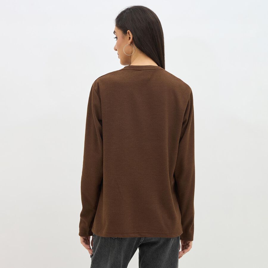 Men's Rich Chocolate Brown Crew Neck Casual T-Shirt , Brown, large image number null