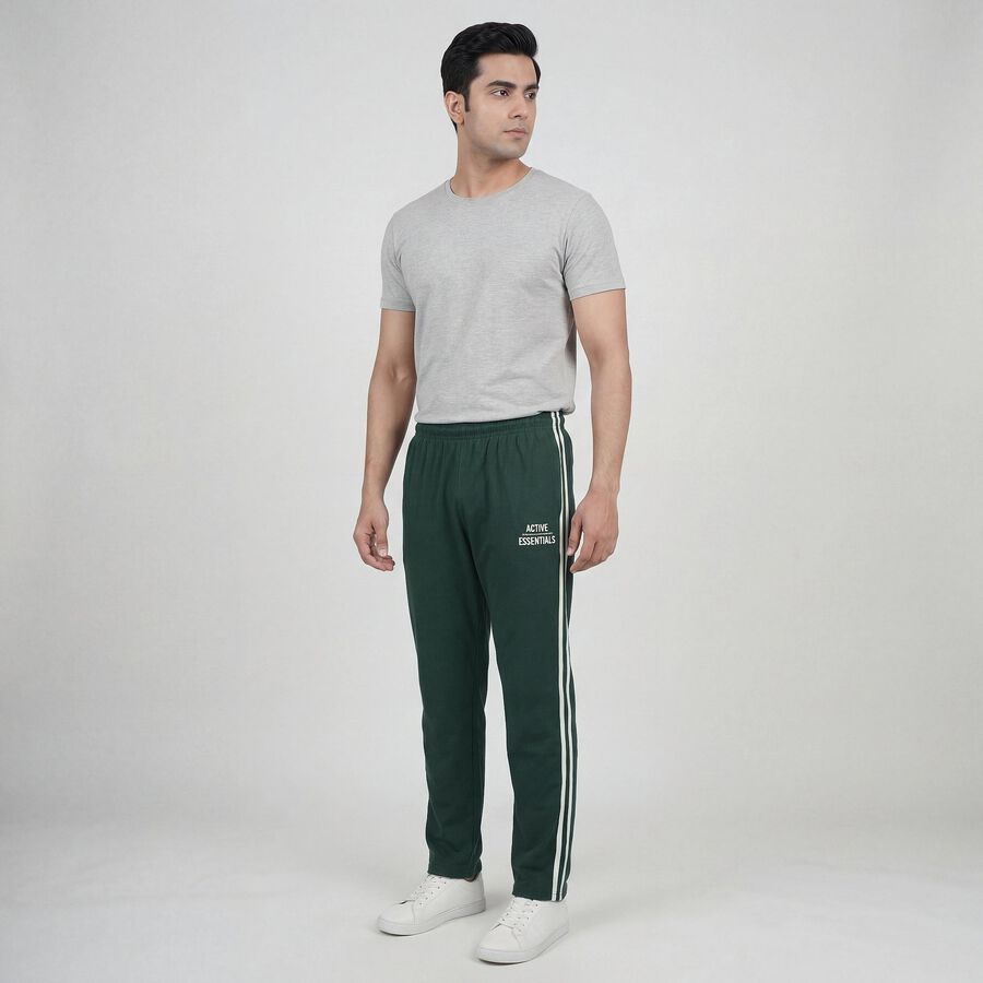 Men's Dark Grey Regular Fit Track Pants, गहरा हरा, large