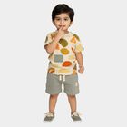 Infants' Olive Cotton Round Neck Geometric Baba Suit, Olive, small