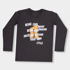 Boys' Dark Grey Round Neck Printed T-Shirt, Dark Grey, small image number null