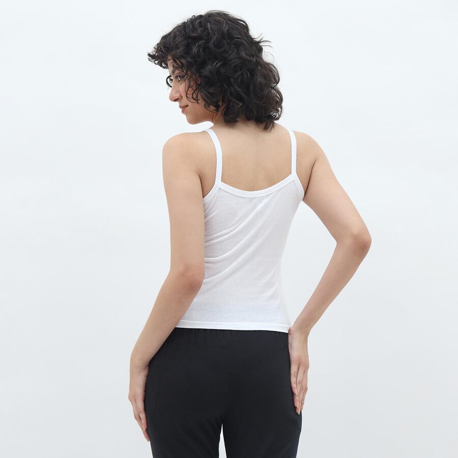 Women's White Cotton Scoop Neck Casual Slip, White, large