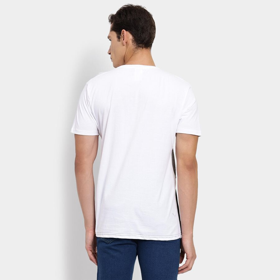 Men's 100% Cotton Round Neck Half Sleeves T-Shirt, White, large image number null