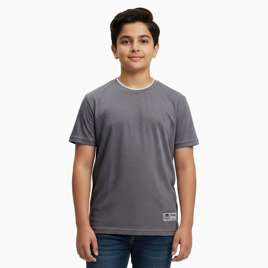 Boys' Half Sleeves T-Shirt, हल्का ग्रे, large image number null