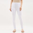 Women's Bright Snow White Slim Fit Plain Churidar, White, small image number null