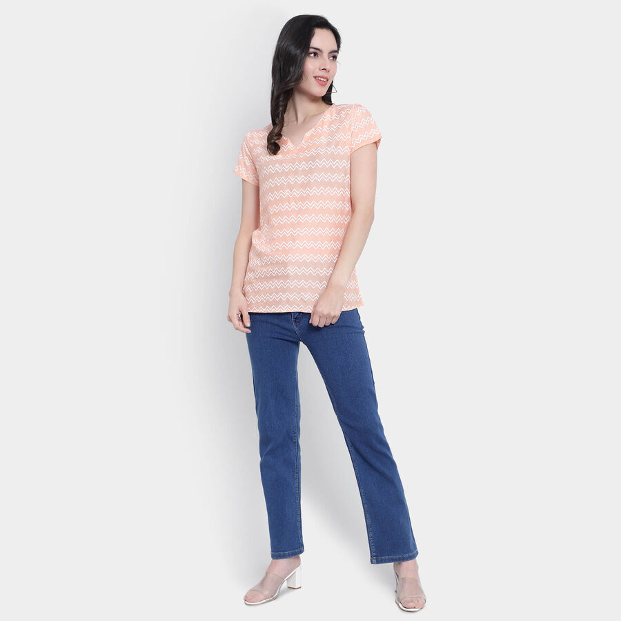 All Over Print Short Sleeves Kurti, Peach, large image number null