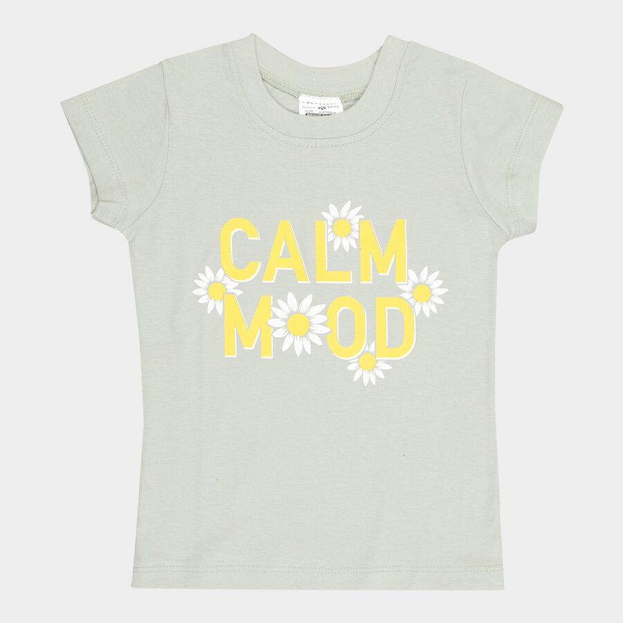 Girls Cotton T-Shirt, Light Green, large image number null