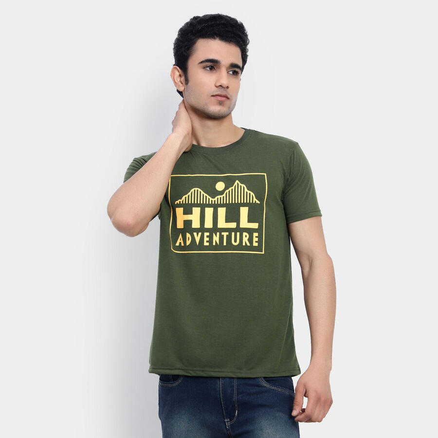 Round Neck T-Shirt, Olive, large image number null