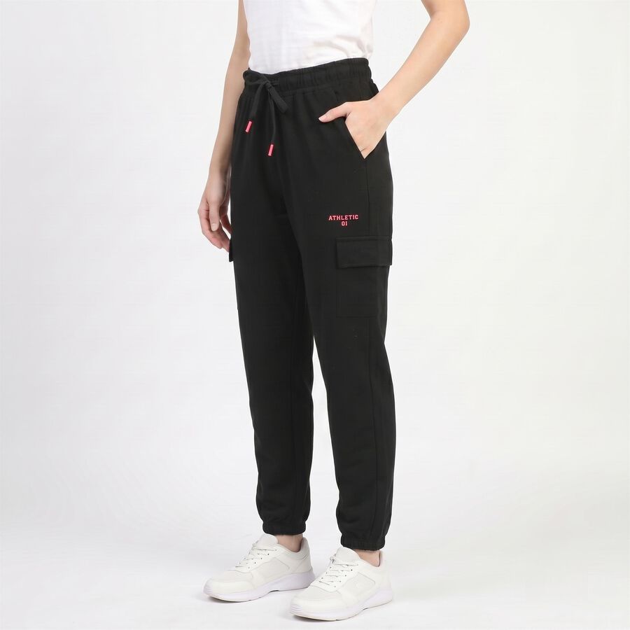 Women's Black Cargo Fit Utility Track Pants, Black, large