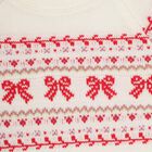 Girls Rich Eggshell White Round Neck Knit Pullover, Off White, small image number null