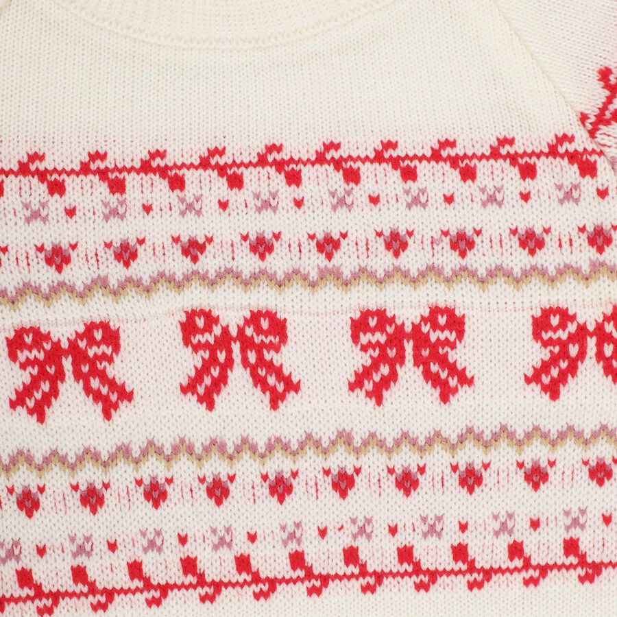 Girls Rich Eggshell White Round Neck Knit Pullover, Off White, large image number null