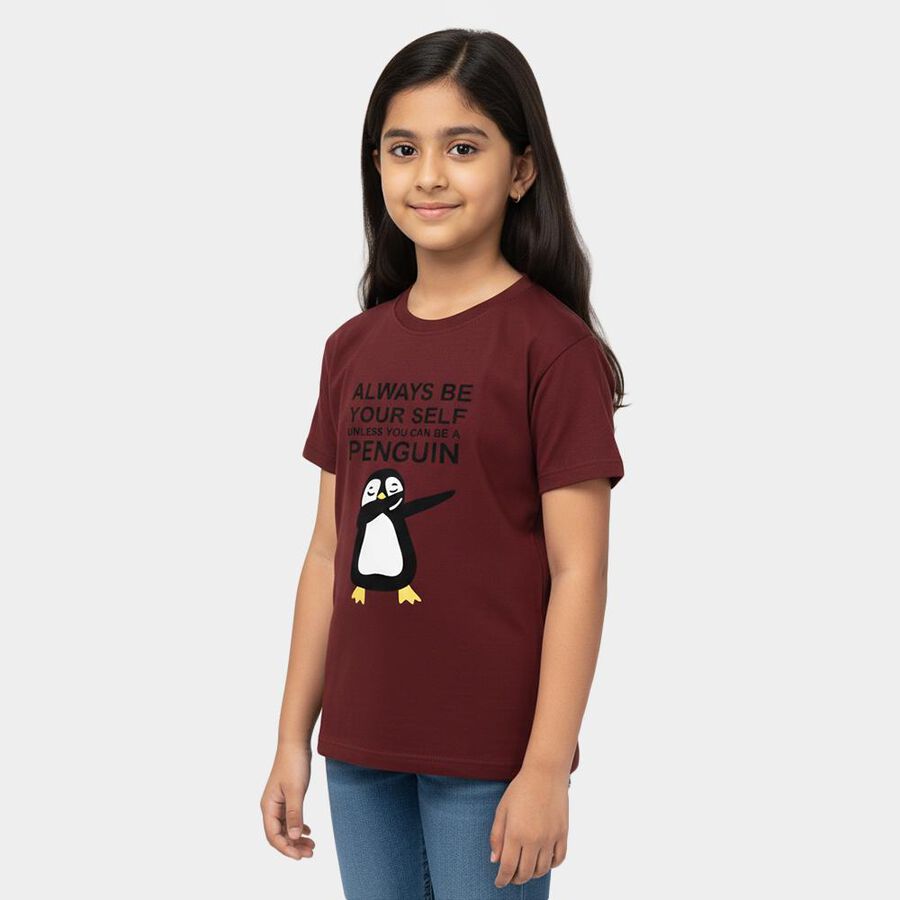 Girls' T-Shirt, वाइन, large