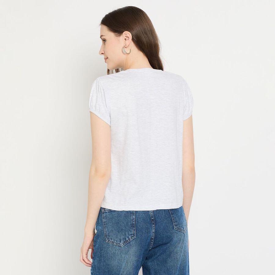 Ladies' Round Neck T-Shirt, मिश्रित हल्का ग्रे, large image number null